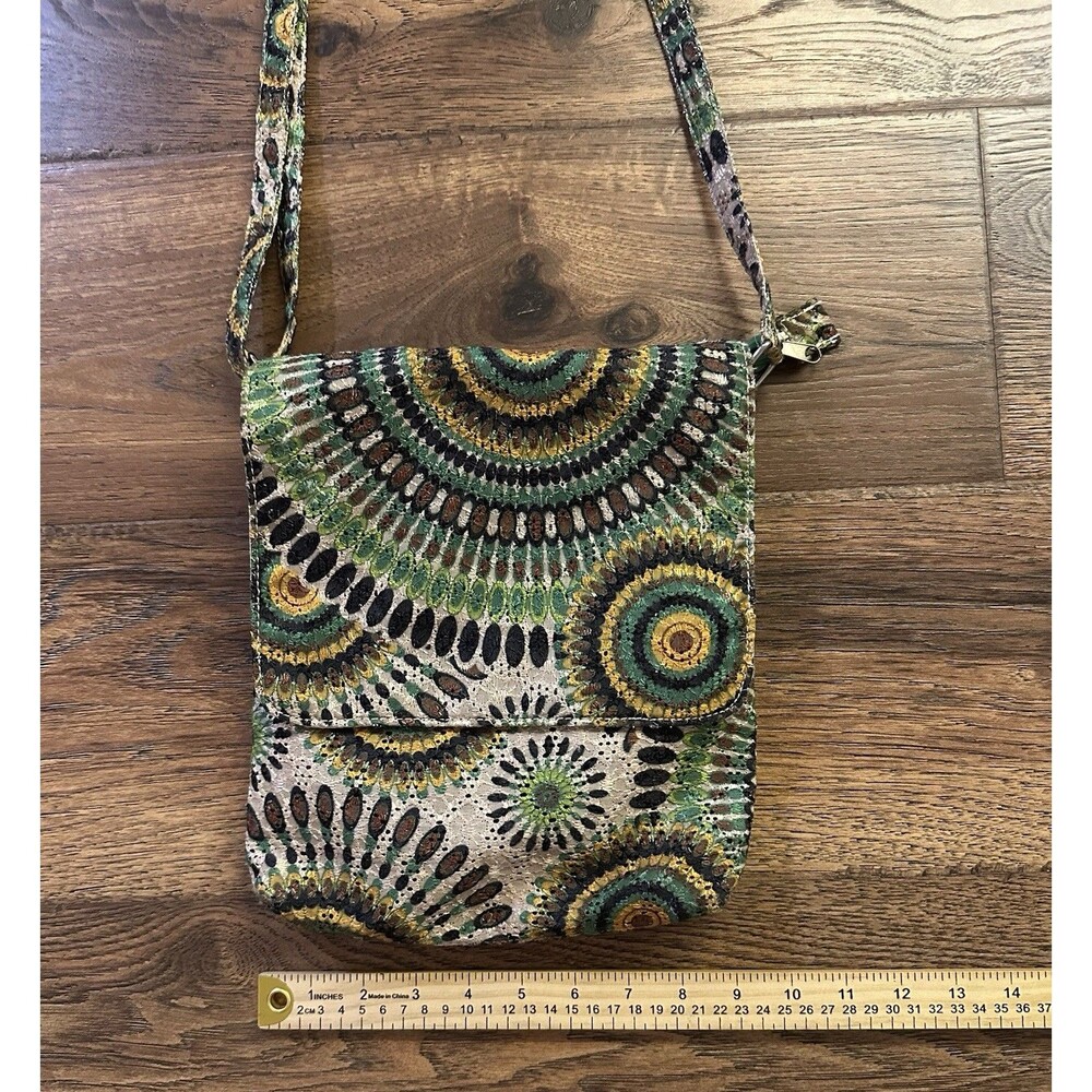 Green Medallion Boho Pattern Crossbody Bag EUC